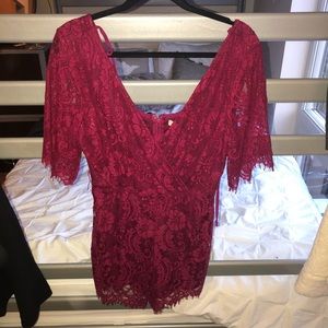 Burgundy Lace Romper